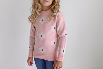 Girls Flower Blush Sweater