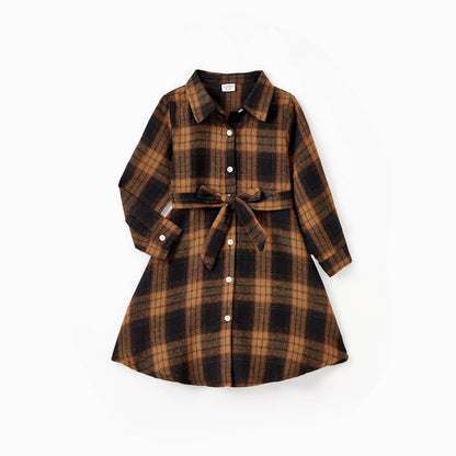 Girls Plaid Flannel Buttondown Dress