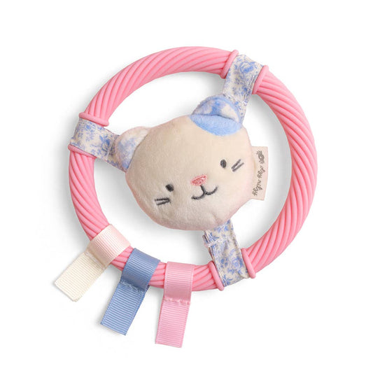 Itzy Ritzy Ring Pal™ - Teething Ring with Plush Character: Pink Kitty