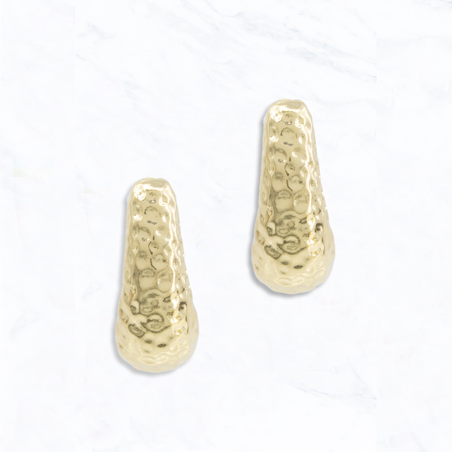 Solaris Hammered Gold Oblong Earrings