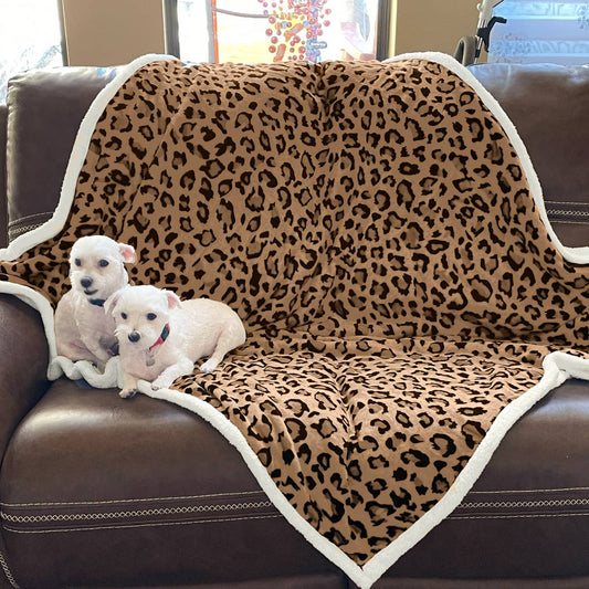 Leopard Pattern Double Layered Brown Blanket