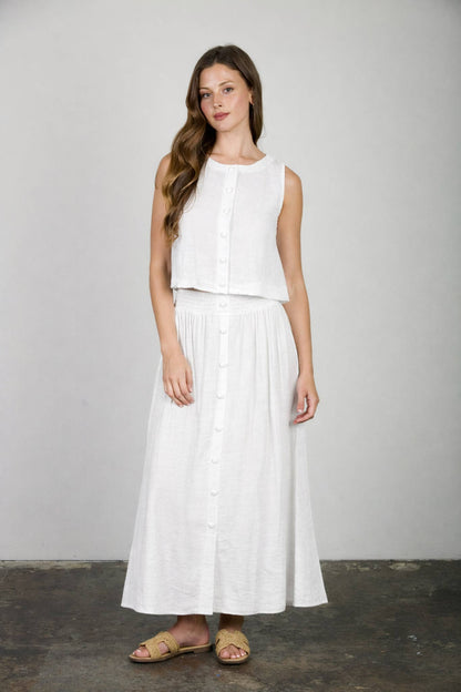Sylvia Light Smocked Button Midi Skirt Set