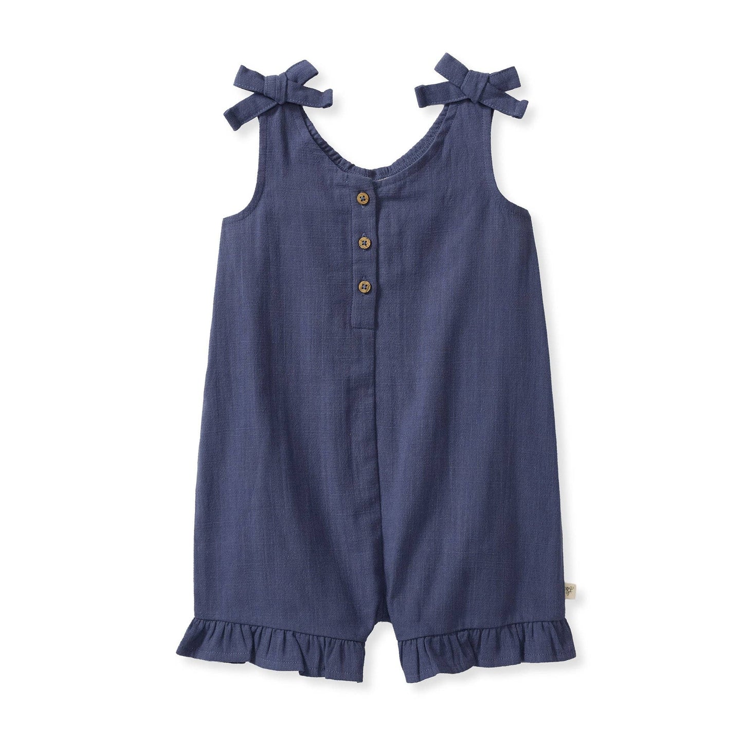 Baby Girls Burt's Bees Gauze Navy Romper