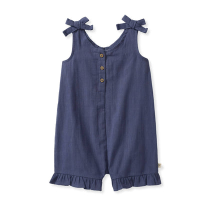 Baby Girls Burt's Bees Gauze Navy Romper