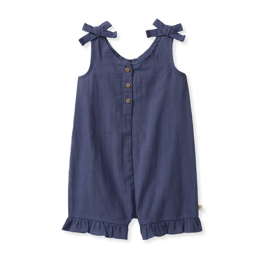 Baby Girls Burt's Bees Gauze Navy Romper