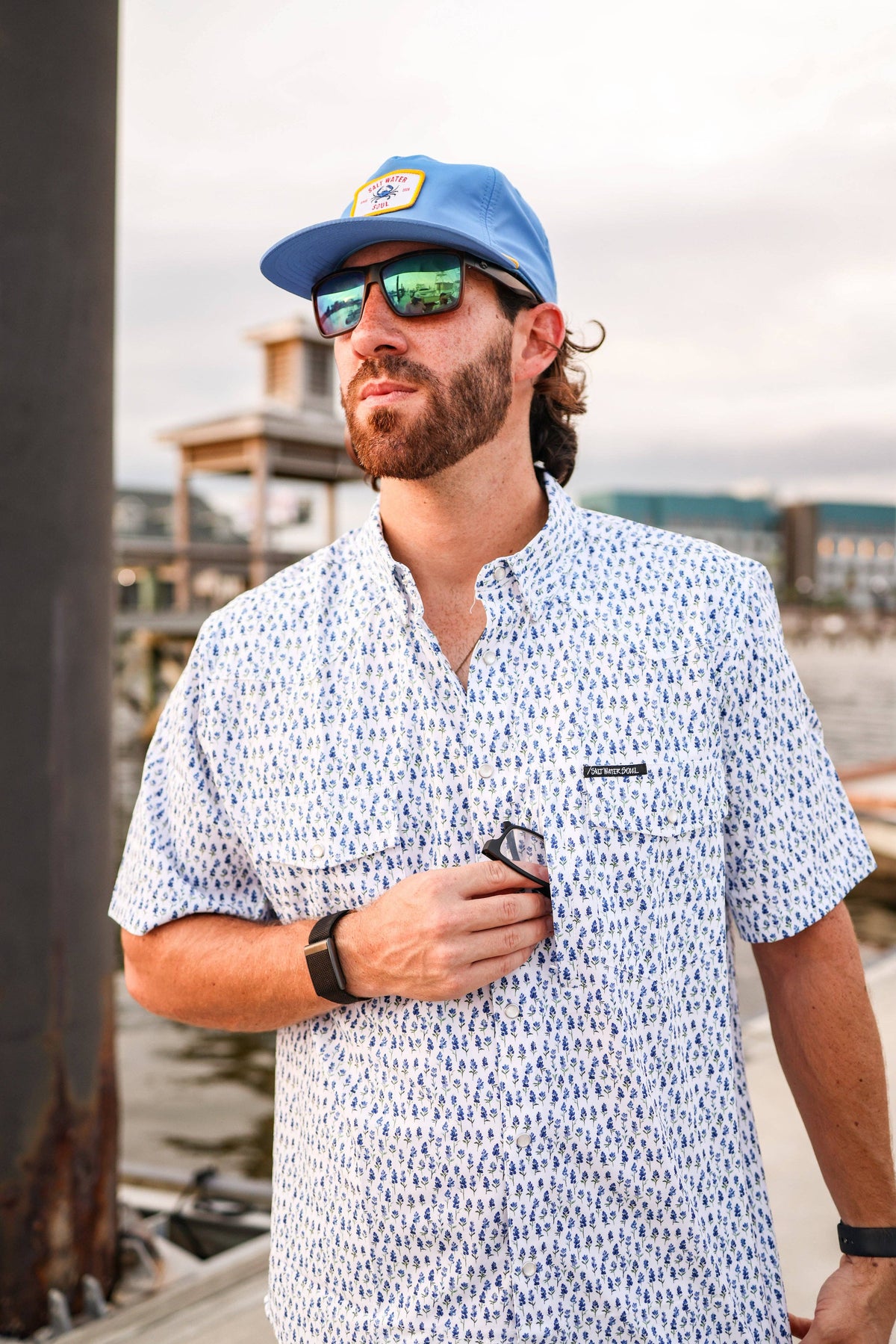 Mens Salt Water Soul Blue Bonnet Fishing Shirt