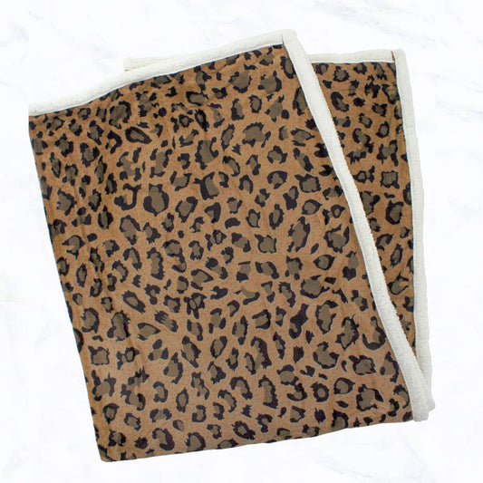 Leopard Pattern Double Layered Brown Blanket