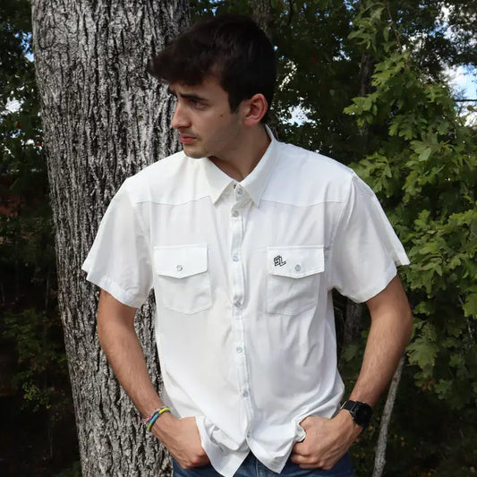 Mens Southern Limit Pearl Snap White Shirt