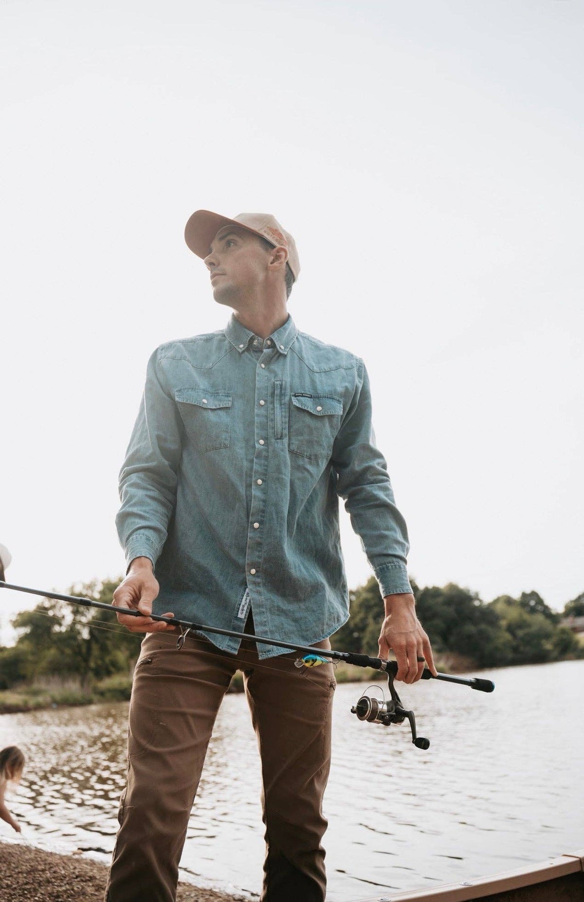 Mens Reel Rodeo Pearl Snap Denim Longsleeve Shirt