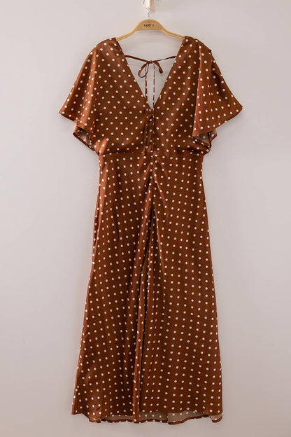 Satin Polka Dot Midi Dress