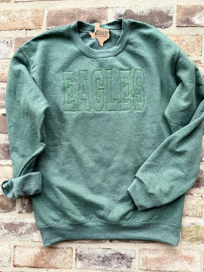 Eagles Embroidered Green Sweatshirt