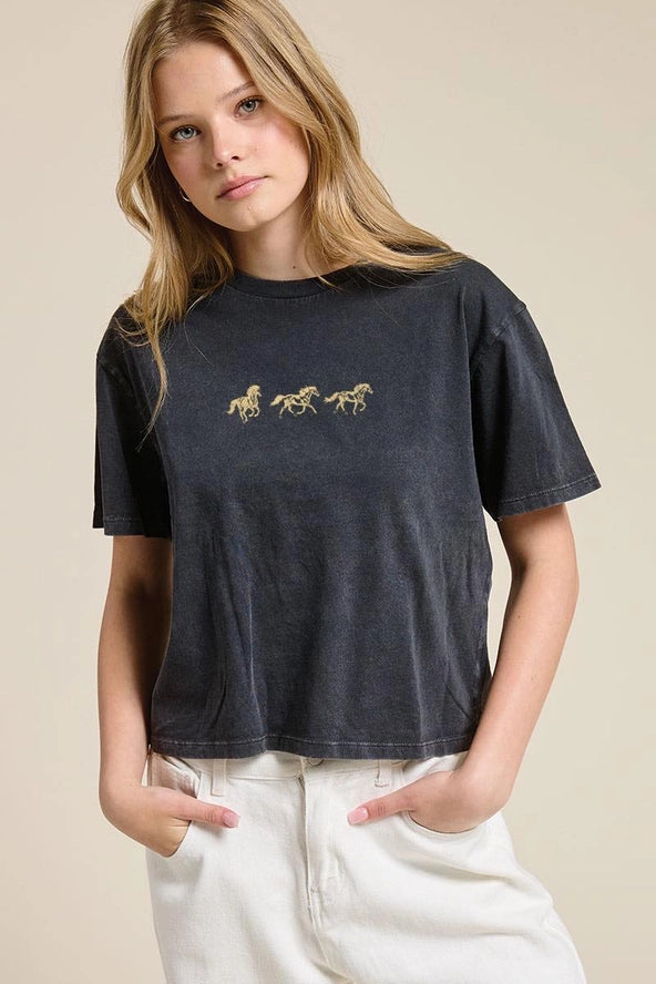 Horse Trio Mineral Washed Tee