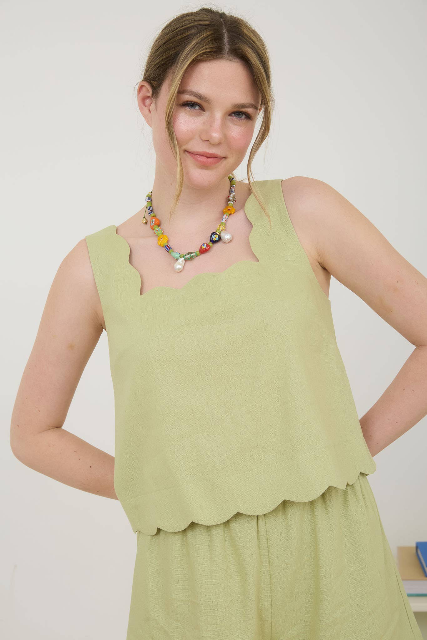 Odette Square Neck Scallop Top