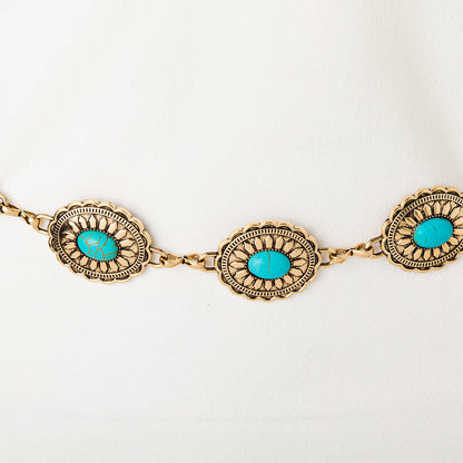 Floral Turquoise Concho Chain Belt