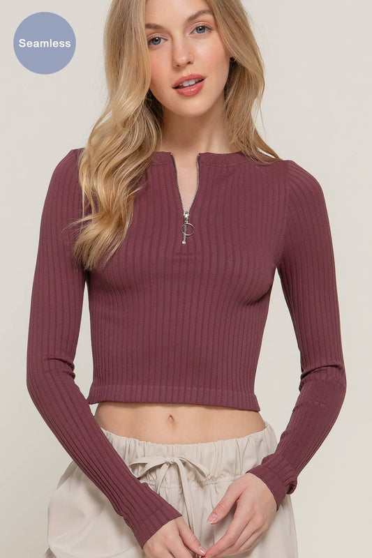 Keene Quarterzip Ribbed Crop Top