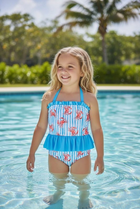 Girls Crab Ruffle Swimsuit