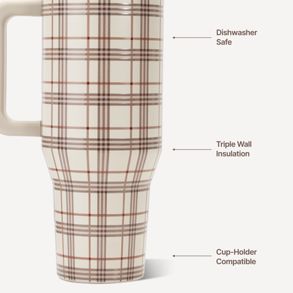 HydroJug Blair Brown Plaid Water Bottle