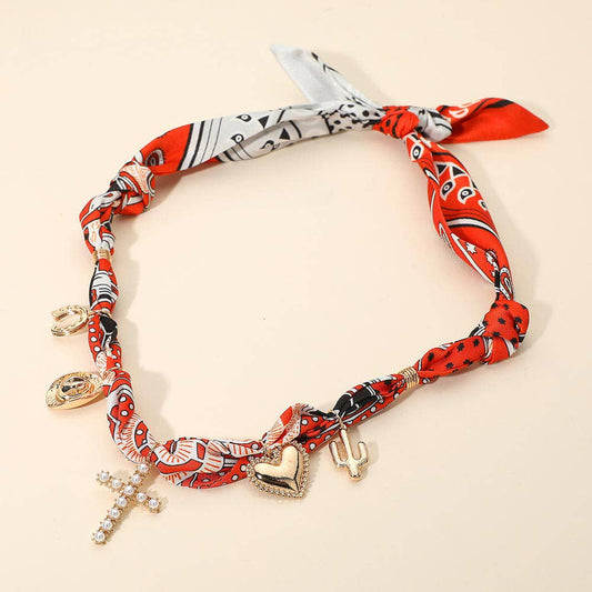 Jolene Scarf Western Charm Orange Necklace