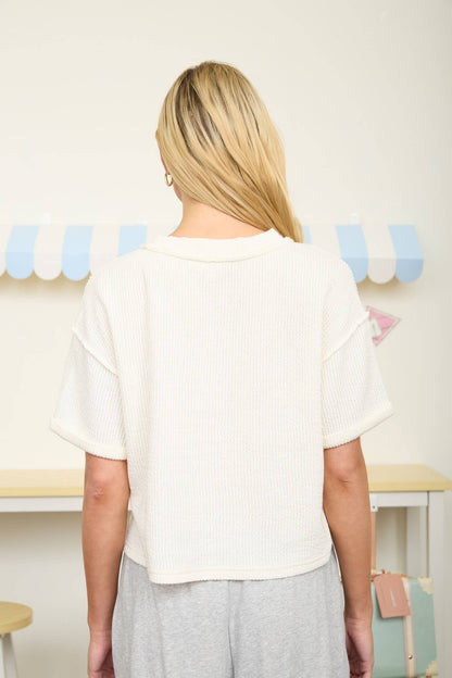 Sabrina V-neck Oversized Ribbed Top