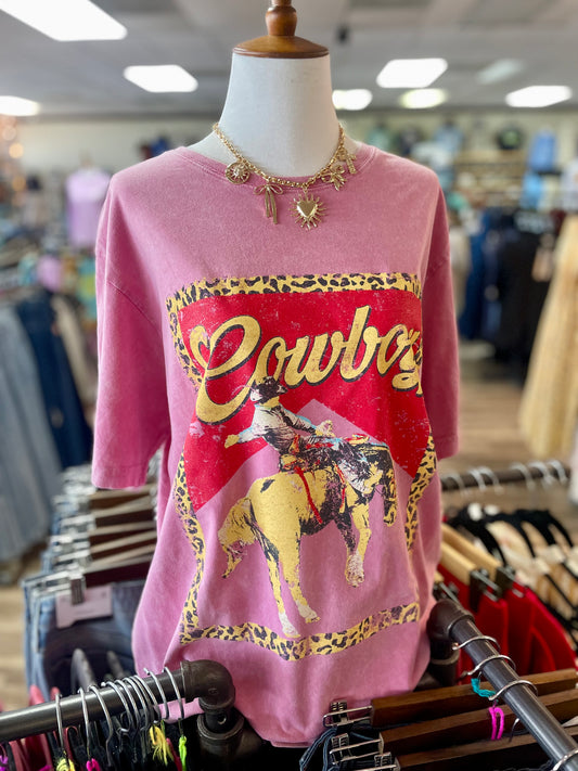 Cowboy Leopard Frame Mineral Washed Tee