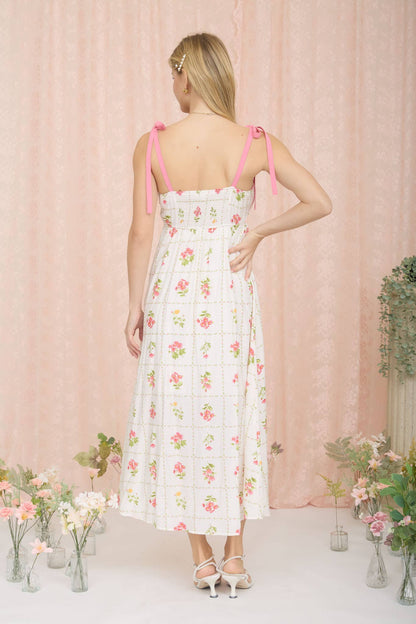Wren Scalloped Tile Wildflower Pink Midi Dress