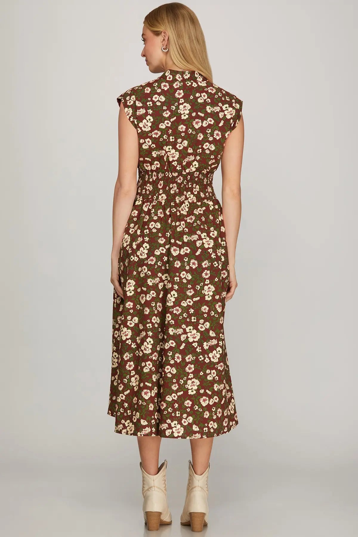 Perry Floral Zip Burgundy Dress