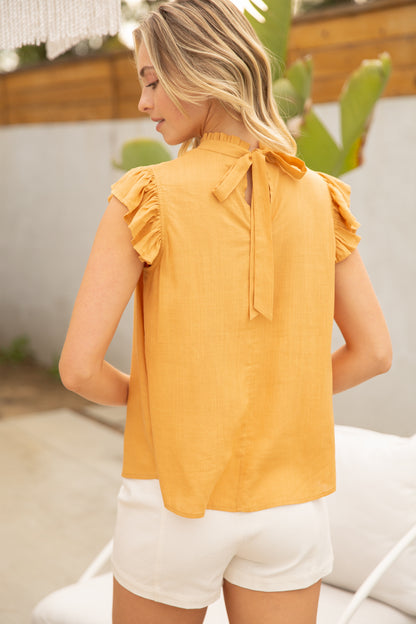 Voy Mustard Linen Blouse