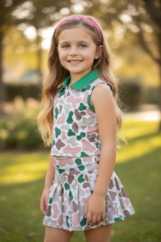 Girls Duck Camo Tennis Skirt Set