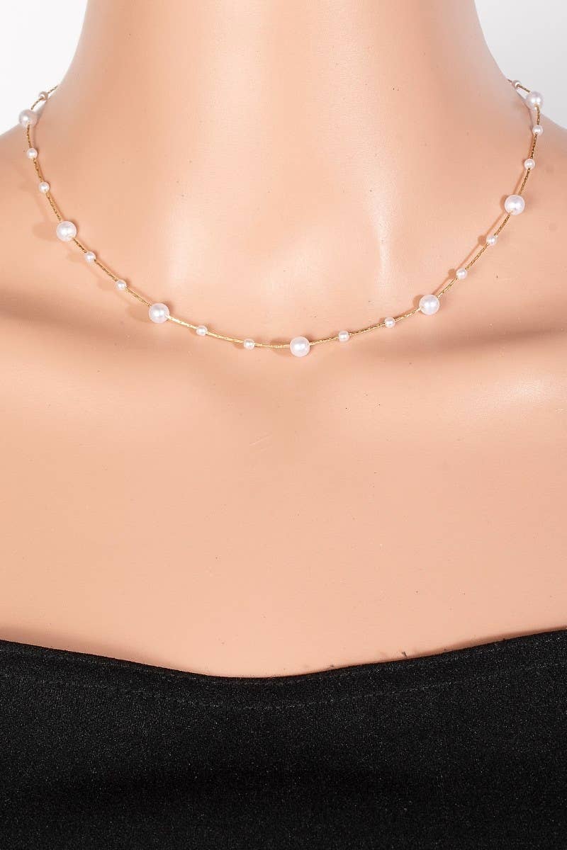 Laramie Dainty Pearl Bead Necklace