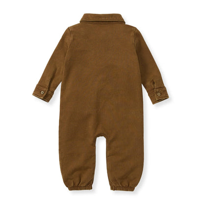 Burt's Bees Boys Buttondown Mineral Tan Jumpsuit