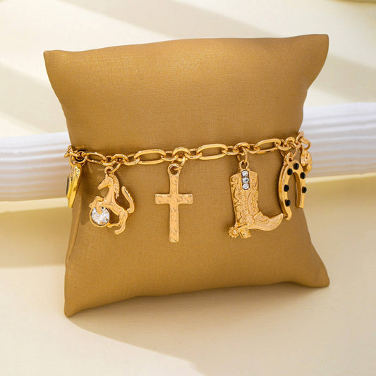 Nevada Western Gold Charm Bracelet