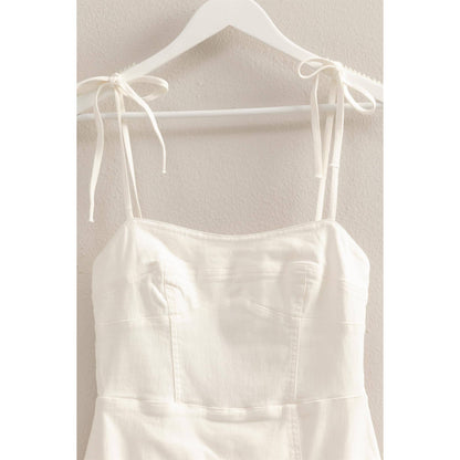 Wisteria Denim White Romper
