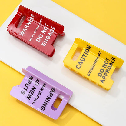 Caution Sign Hair Claw Clips
