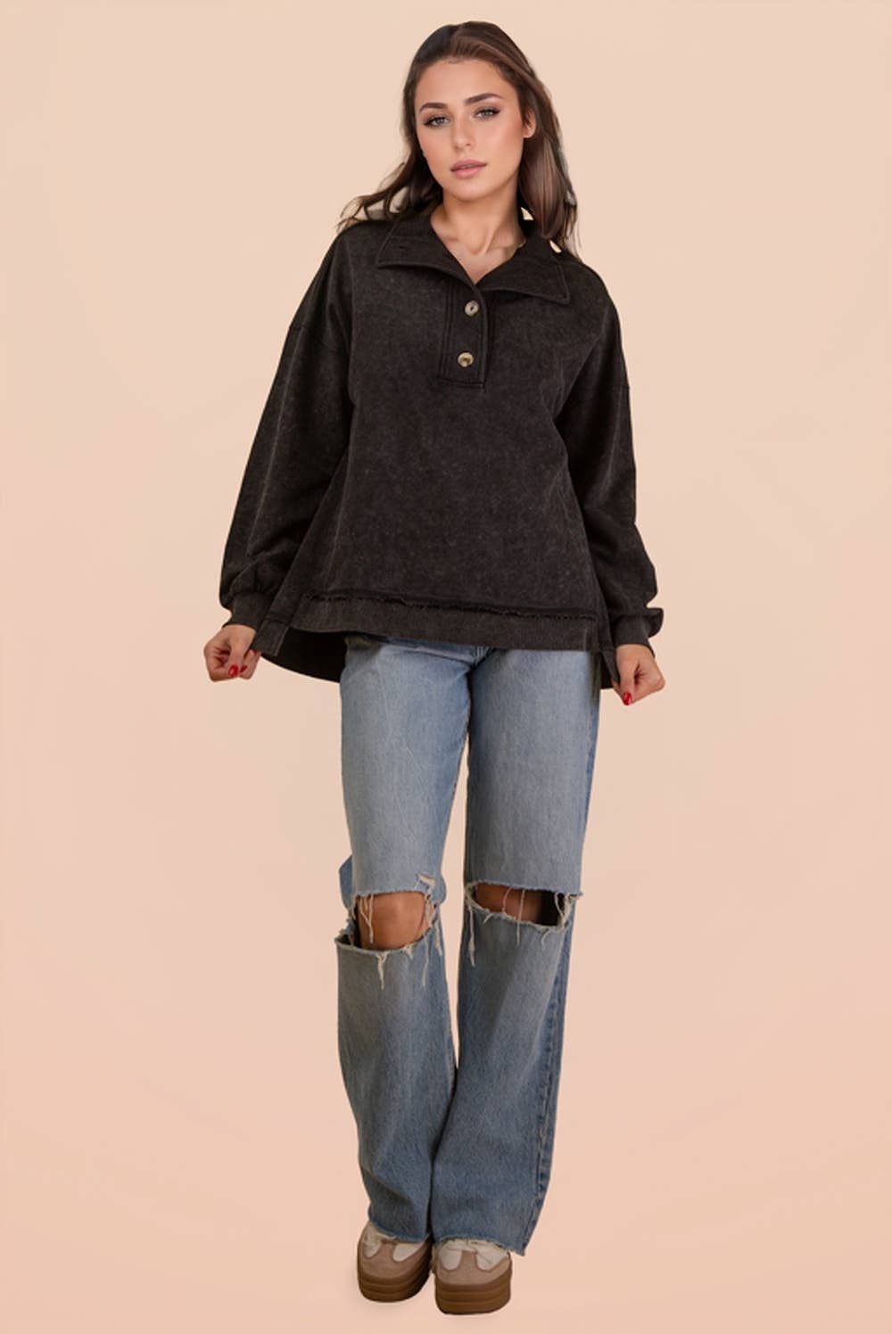 Runa Mineral Button Top