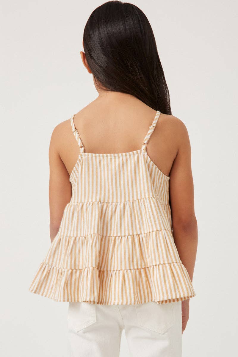 Girls Stripe Tiered Yellow Tank