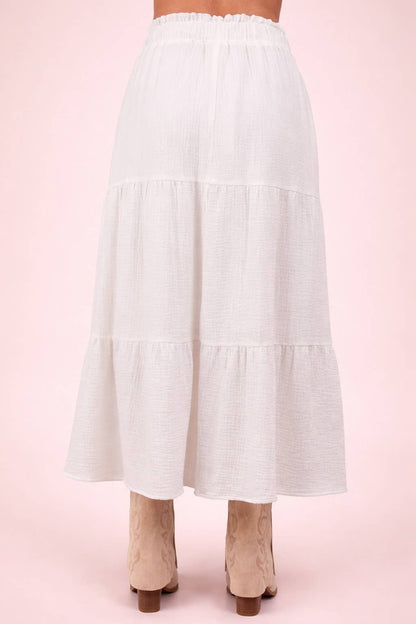 Halsey Tiered White Maxi Skirt
