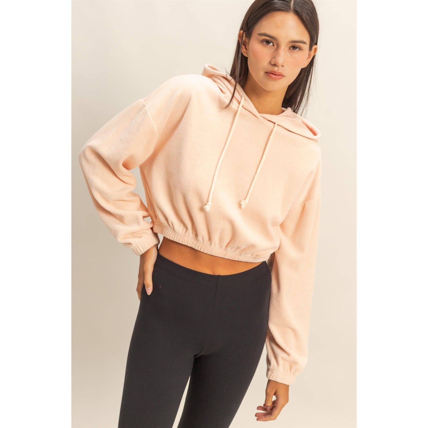 Tara Velvet Cropped Hoodie
