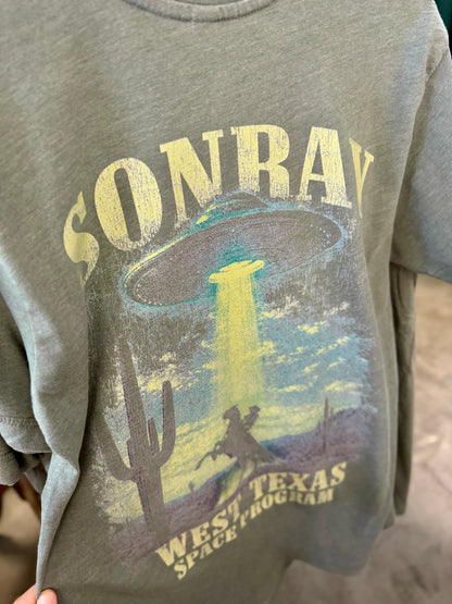 Sonray West Texas Space Program Washed Basil Tee