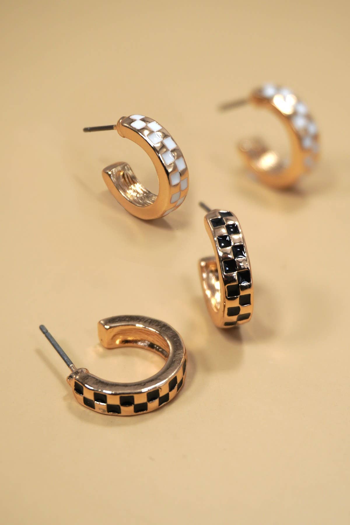 Emerson Gold Checkered Hoop Earrings