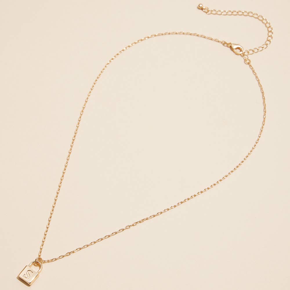 Cameron Initial Lock Pendant Necklace