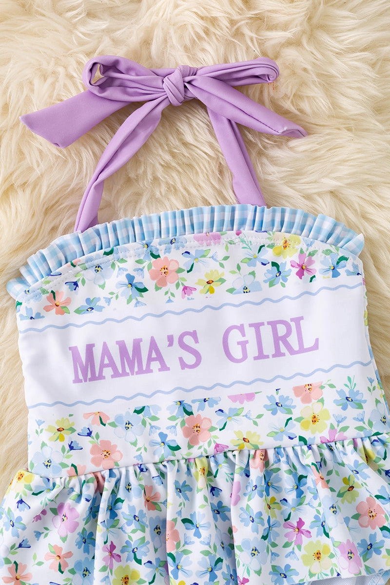 Girls Mama's Girl Gingham Swimsuit
