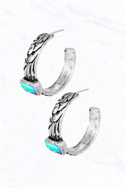 Montana Engraved Silver Hoops