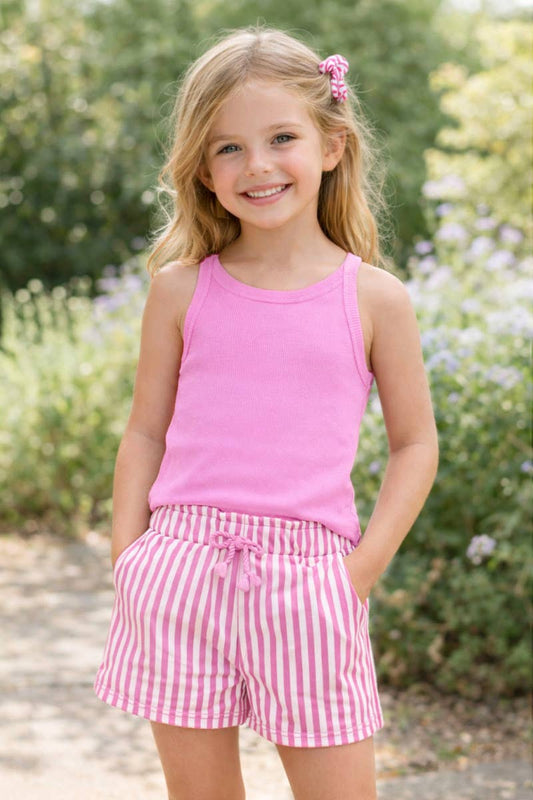 Girls Jewel Striped Short Orchid Set