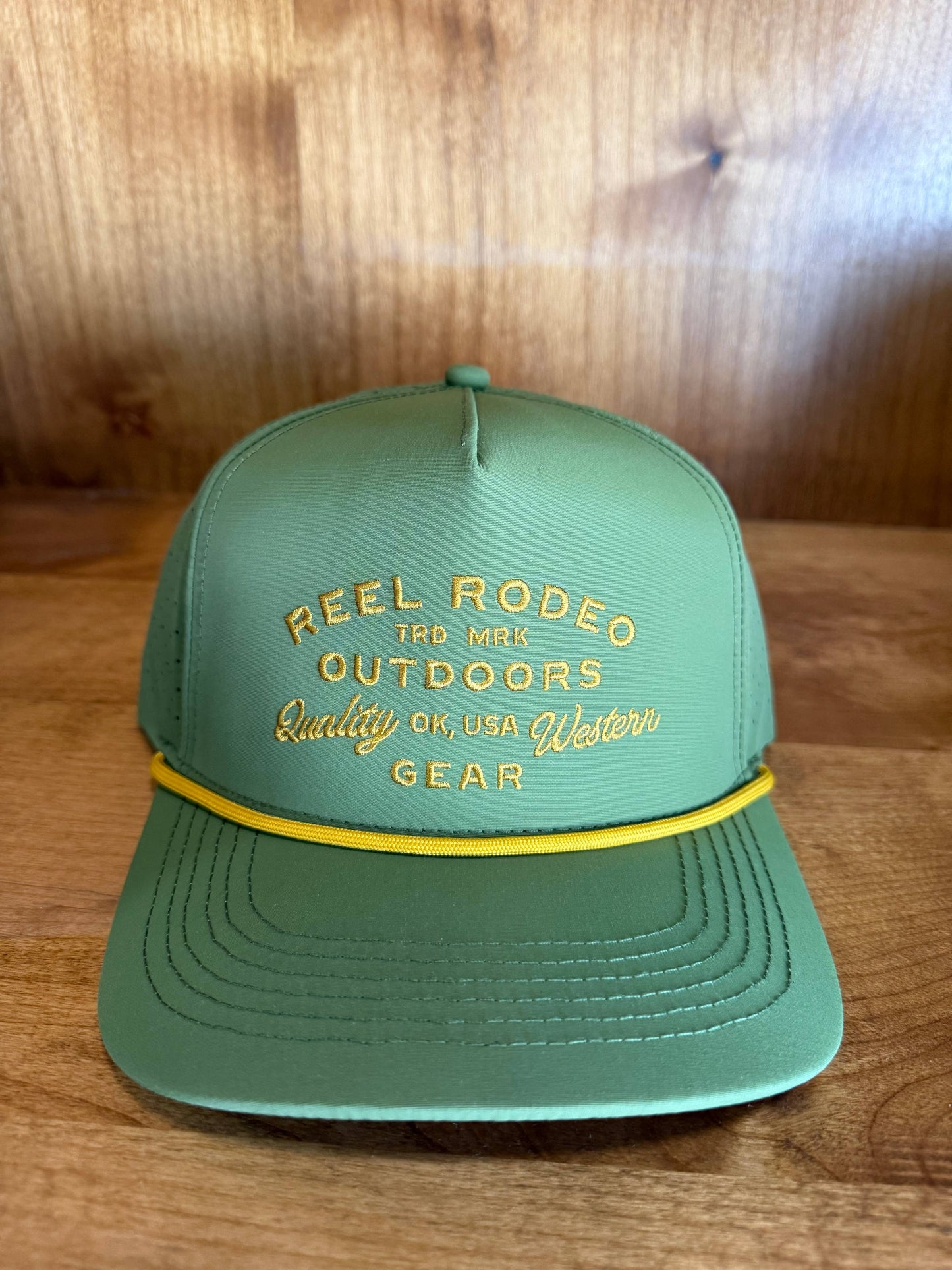 Mens Reel Rodeo Embroidered Green Rope Hat