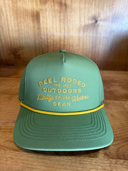 Mens Reel Rodeo Embroidered Green Rope Hat