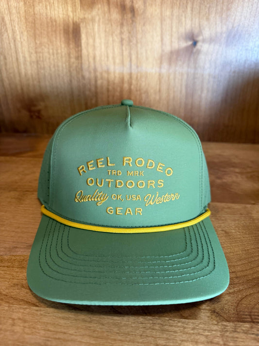 Mens Reel Rodeo Embroidered Green Rope Hat
