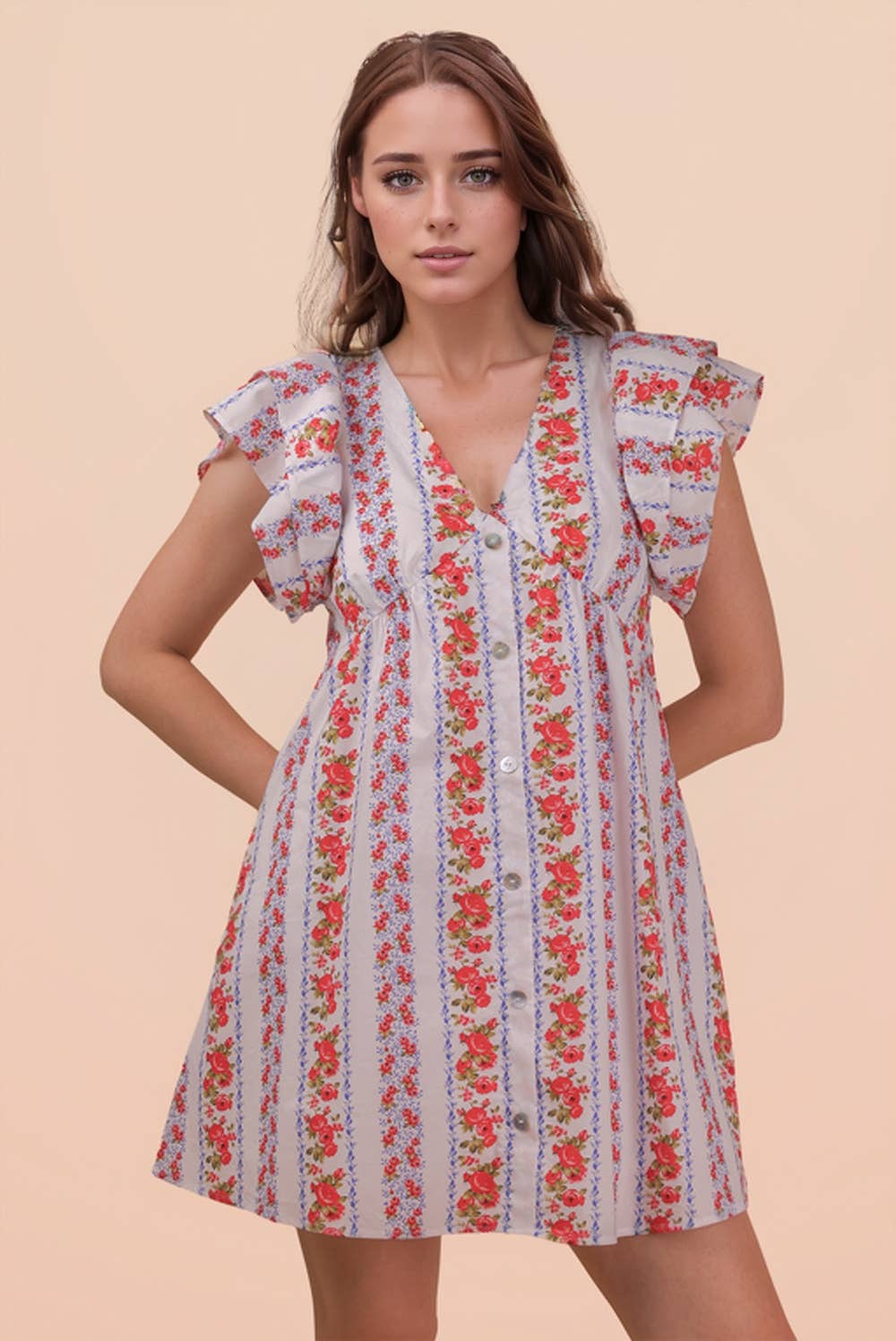 Briar Floral Buttondown Ruffle Dress