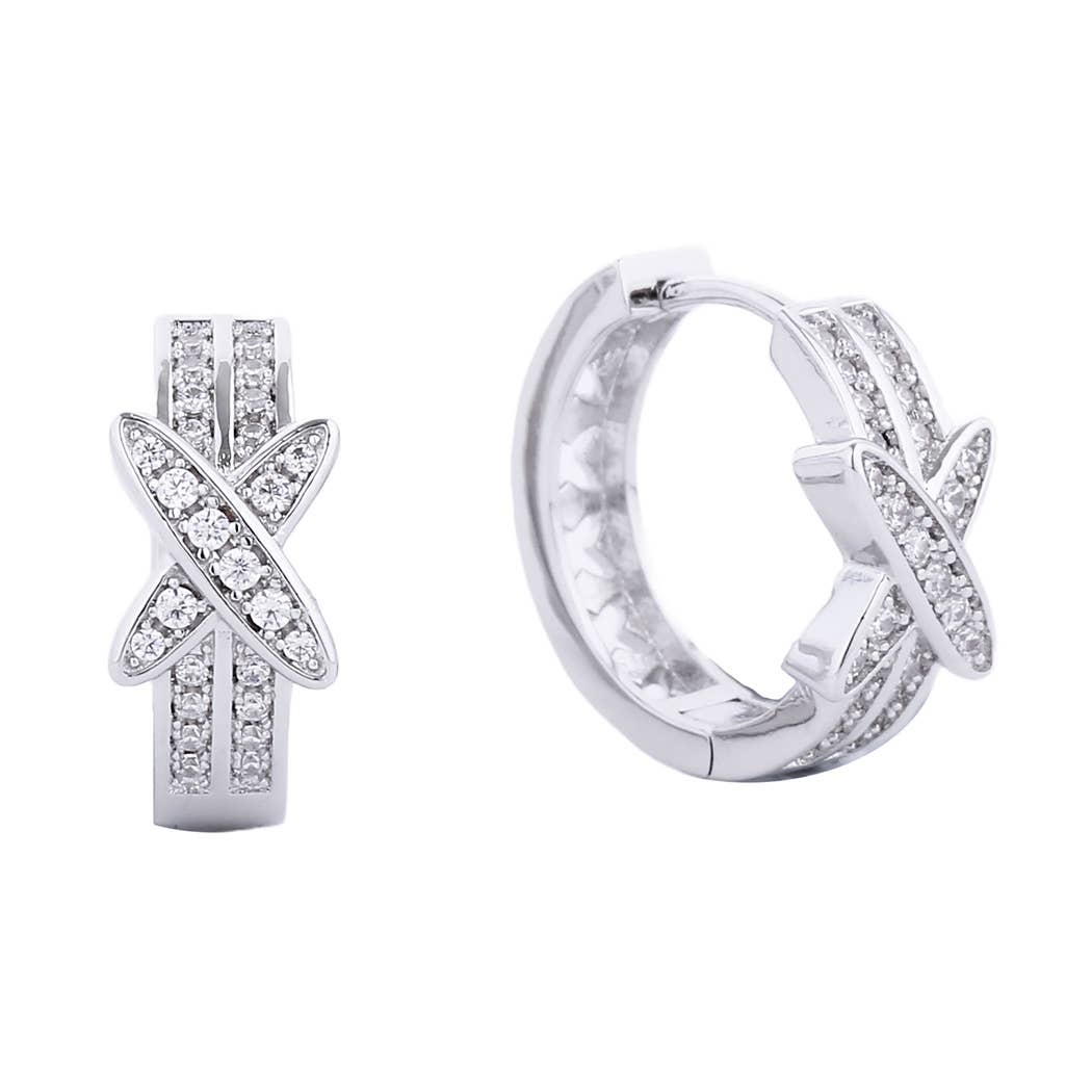 Gracie X Double Line Crystal Huggie Earrings