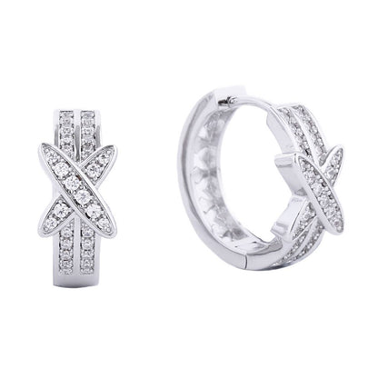 Gracie X Double Line Crystal Huggie Earrings