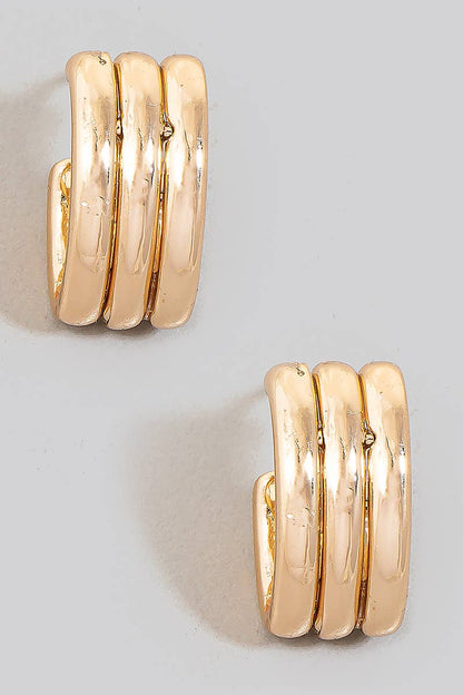 St Malo Three Row Oval Huggie Earrings